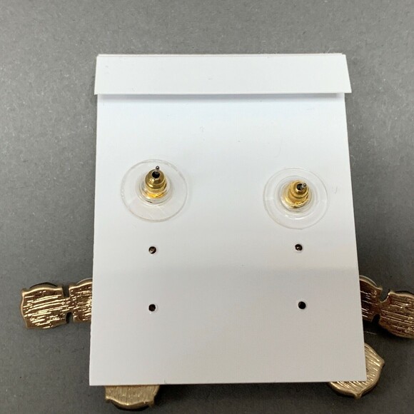 Bay to Baubles Women's Dangling Earrings Orange Ivory Brown Gold-tone NWOT - Picture 3 of 3